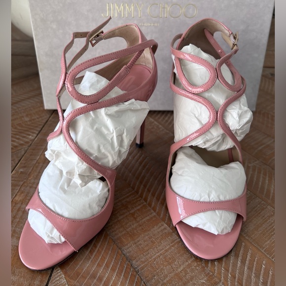 Sunset Peach Jimmy Choo Patent Sandals - Picture 8 of 14